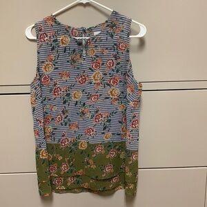 Cabi Penelope Floral stripe sleeveless tank top size medium